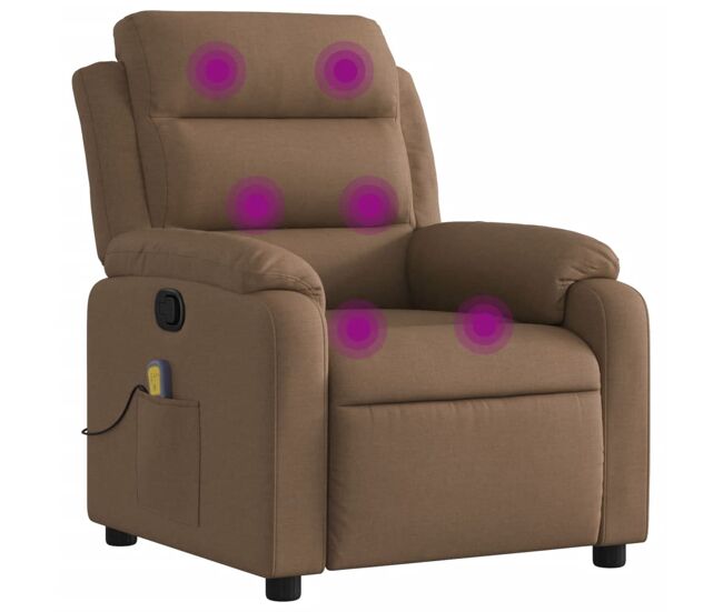 Sillón reclinable - sillón relax con masaje de tela marrón