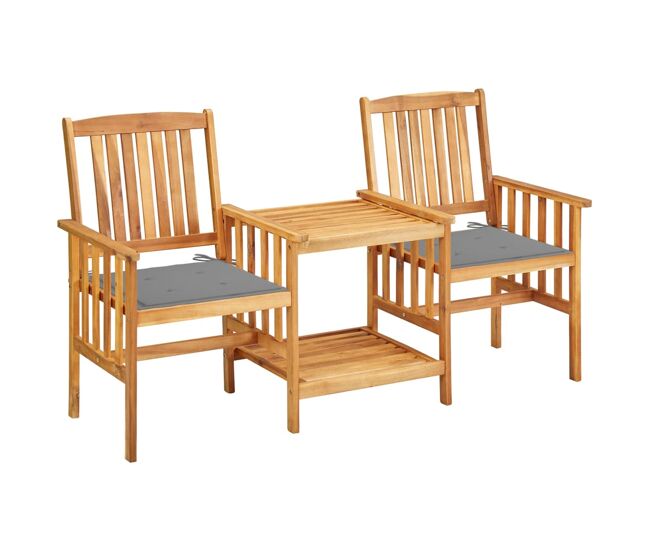 Conjunto de sillas y mesita de jardín - muebles de jardín con cojines madera maciza acacia