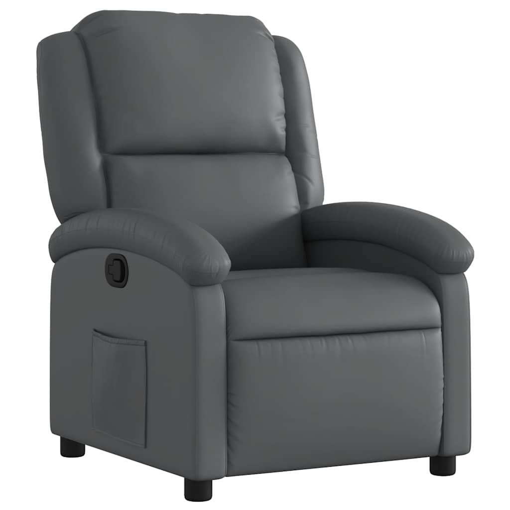 Sillón reclinable - sillón relax de cuero sintético gris