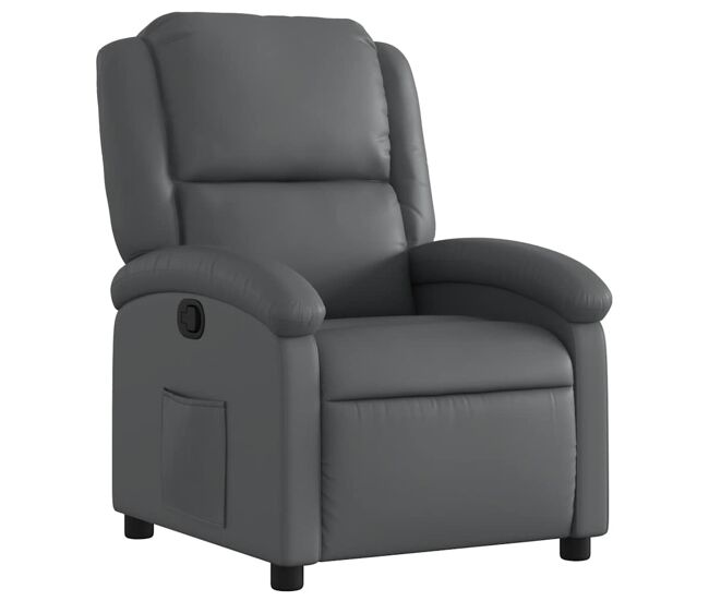 Sillón reclinable - sillón relax de cuero sintético gris