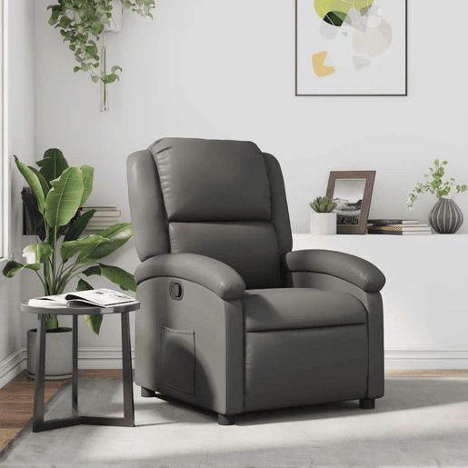 Poltrona reclinável - Poltrona relax couro artificial cinzento