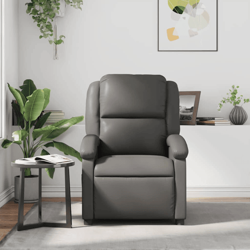 Poltrona reclinável - Poltrona relax couro artificial cinzento