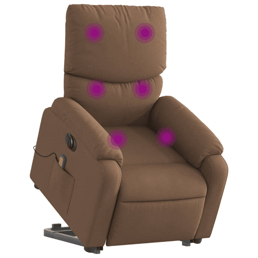 Poltrona elétrica elevatória massagens - Poltrona relax tecido castanho