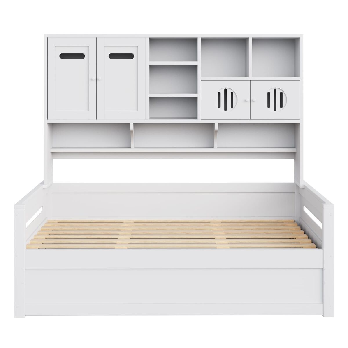 Sofá-cama madera 90x200 cm - multifuncional, almacenamiento, hidráulico, blanco