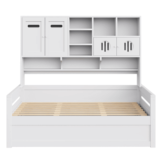 Sofá-cama de madeira 90x200 cm - Multifuncional, com arrumação, hidráulico, branco Sofá-cama de madeira 90x200 cm - Multifuncional, com arrumação, hidráulico, branco