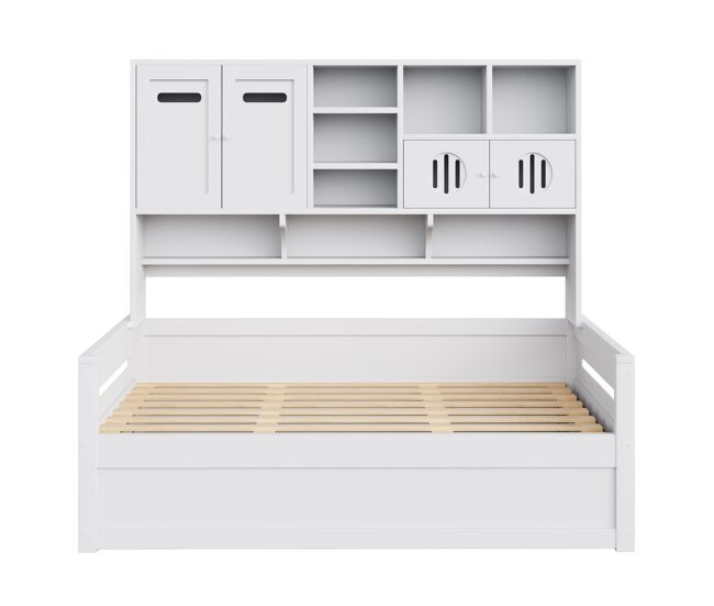 Sofá-cama madera 90x200 cm - multifuncional, almacenamiento, hidráulico, blanco