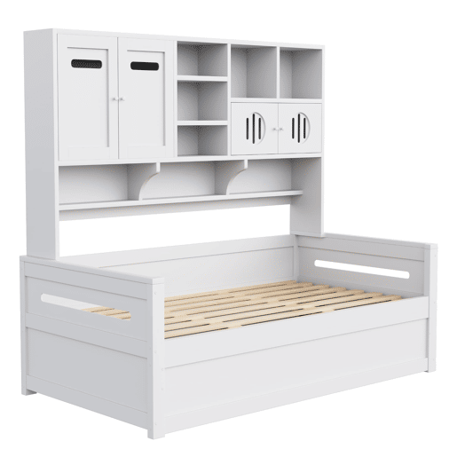 Sofá-cama de madeira 90x200 cm - Multifuncional, com arrumação, hidráulico, branco Sofá-cama de madeira 90x200 cm - Multifuncional, com arrumação, hidráulico, branco