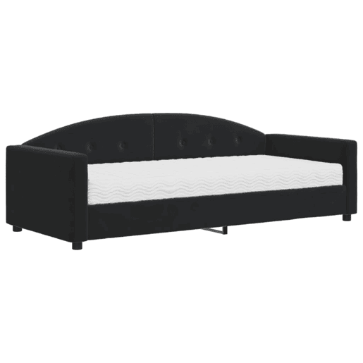 Sofá-cama, Sofá conversível com colchão 90x200 cm veludo preto