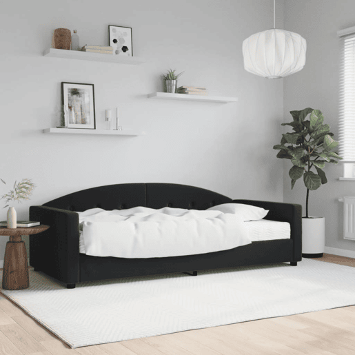 Sofá-cama, Sofá conversível com colchão 90x200 cm veludo preto