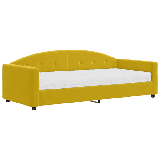 Sofá-cama, Sofá conversível com colchão 90x200 cm veludo amarelo Sofá-cama, Sofá conversível com colchão 90x200 cm veludo amarelo