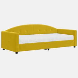 Sofá-cama, Sofá conversível com colchão 90x200 cm veludo amarelo