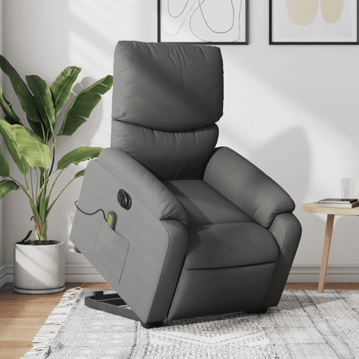 Poltrona elétrica elevatória massagens - Poltrona relax tecido cinzento-escuro