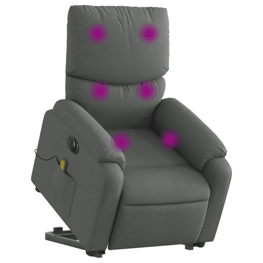 Poltrona elétrica elevatória massagens - Poltrona relax tecido cinzento-escuro