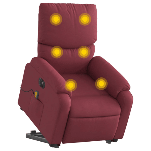 Poltrona elevatória de massagens elétrica - Poltrona relax tecido vermelho tinto