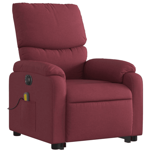 Poltrona elevatória de massagens elétrica - Poltrona relax tecido vermelho tinto