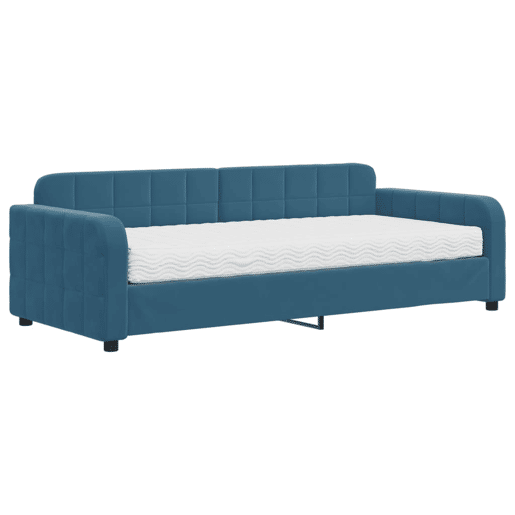 Sofá-cama, Sofá conversível com colchão 90x200 cm veludo azul