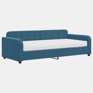 Sofá-cama, Sofá conversível com colchão 90x200 cm veludo azul