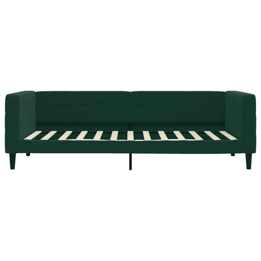 Sofá-cama, Sofá conversível com colchão 90x200 cm veludo verde-escuro