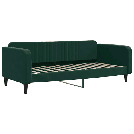 Sofá-cama, Sofá conversível com colchão 90x200 cm veludo verde-escuro
