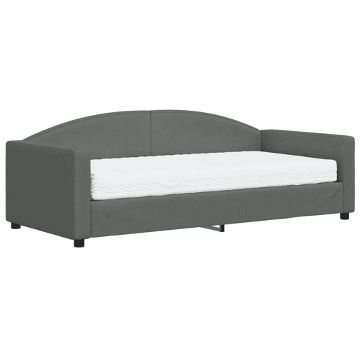 Sofá-cama, Sofá conversível com colchão 90x190 cm tecido cinzento-escuro