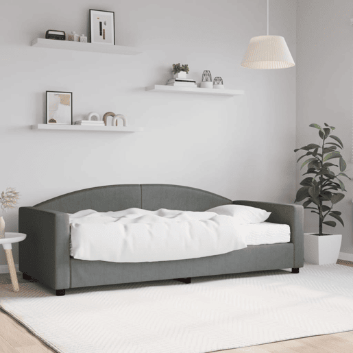 Sofá-cama, Sofá conversível com colchão 90x190 cm tecido cinzento-escuro