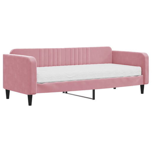 Sofá-cama, Sofá conversível com colchão 90x200 cm veludo rosa