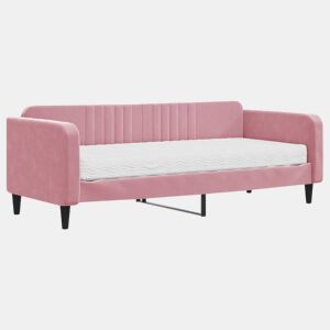 Sofá-cama, Sofá conversível com colchão 90x200 cm veludo rosa