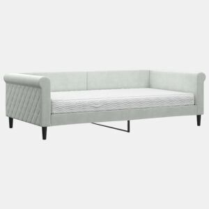 Sofá-cama, Sofá conversível com colchão 100x200 cm veludo cinzento-claro