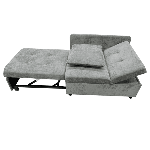 Sofá-cama multifuncional 3 em 1 - Sofá de linho com encosto ajustável - Cinza