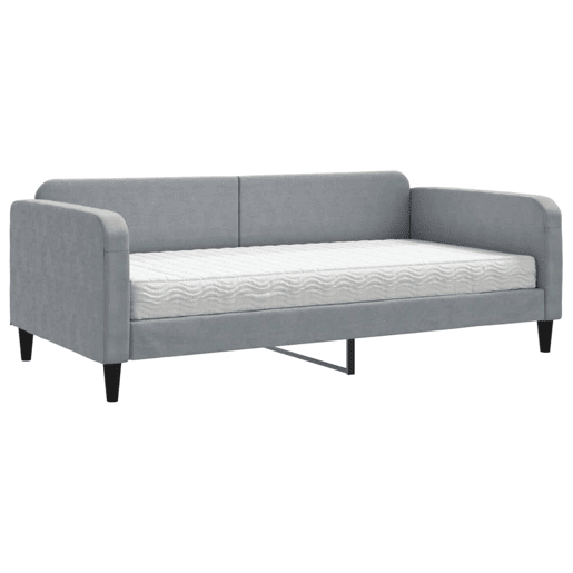 Sofá-cama, Sofá conversível com colchão 100x200 cm tecido cinzento-claro Sofá-cama, Sofá conversível com colchão 100x200 cm tecido cinzento-claro
