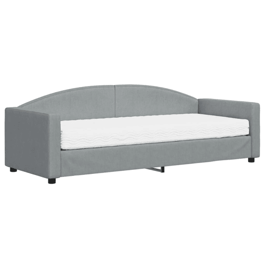 Sofá-cama, Sofá conversível com colchão 80x200 cm tecido cinzento-claro Sofá-cama, Sofá conversível com colchão 80x200 cm tecido cinzento-claro