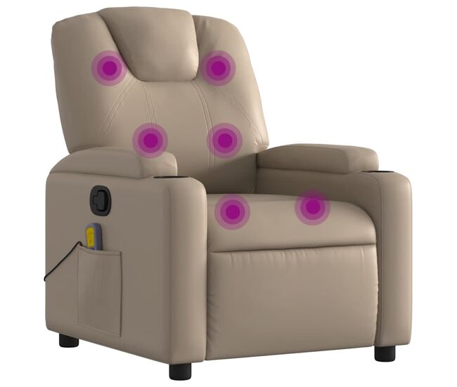 Sillón de masaje reclinable - sillón relax cuero sintético color capuchino