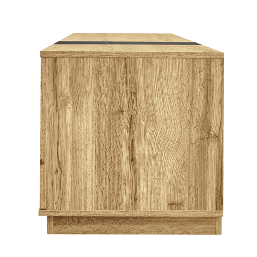 Móvel de TV moderno 200 cm - Design contrastante, compartimentos abertos - Preto, Cinza, Natural