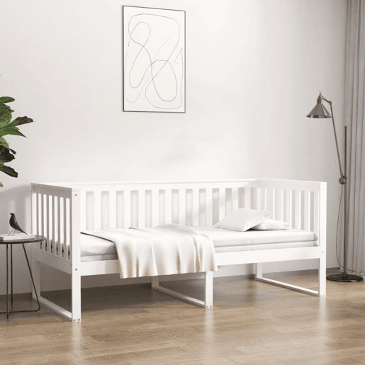 Sofá-cama, Sofá conversível sem colchão 90x190 cm madeira de pinho maciça branco