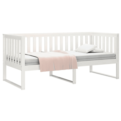Sofá-cama, Sofá conversível sem colchão 90x190 cm madeira de pinho maciça branco