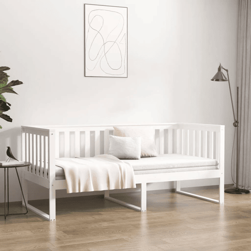 Sofá-cama, Sofá conversível sem colchão 90x190 cm madeira de pinho maciça branco