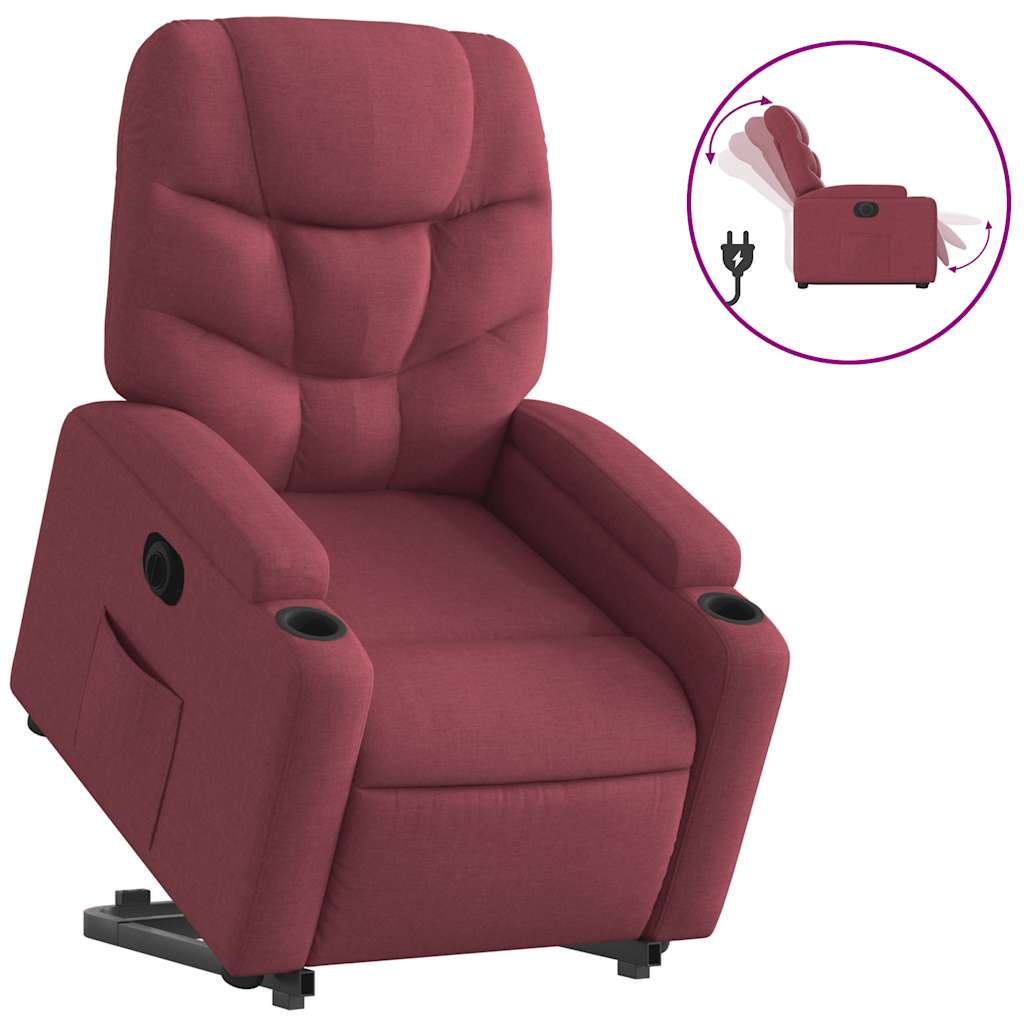 Sillón eléctrico reclinable elevable - sillón relax de tela rojo tinto