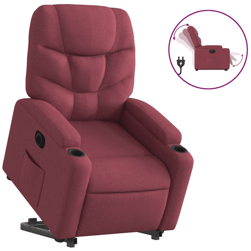 Poltrona reclinável - Poltrona relax elétrica tecido vermelho-tinto Poltrona reclinável - Poltrona relax elétrica tecido vermelho-tinto