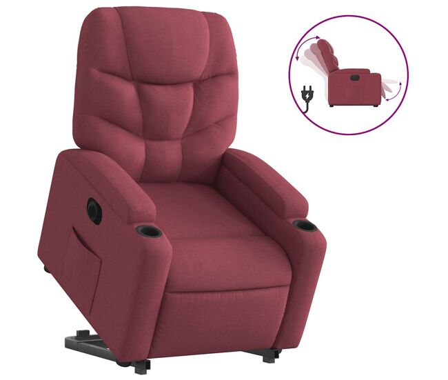 Sillón eléctrico reclinable elevable - sillón relax de tela rojo tinto