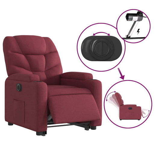 Poltrona reclinável - Poltrona relax elétrica tecido vermelho-tinto Poltrona reclinável - Poltrona relax elétrica tecido vermelho-tinto