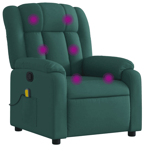 Poltrona de massagens reclinável - Poltrona relax tecido verde-escuro