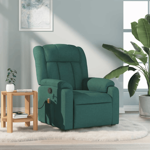 Poltrona de massagens reclinável - Poltrona relax tecido verde-escuro