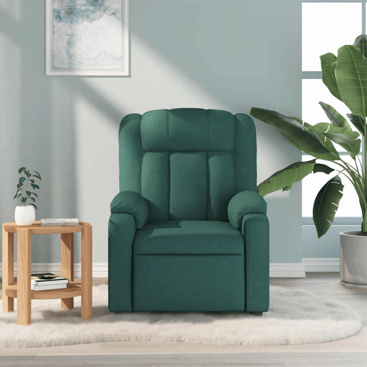 Poltrona de massagens reclinável - Poltrona relax tecido verde-escuro
