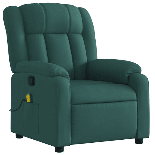 Poltrona de massagens reclinável - Poltrona relax tecido verde-escuro