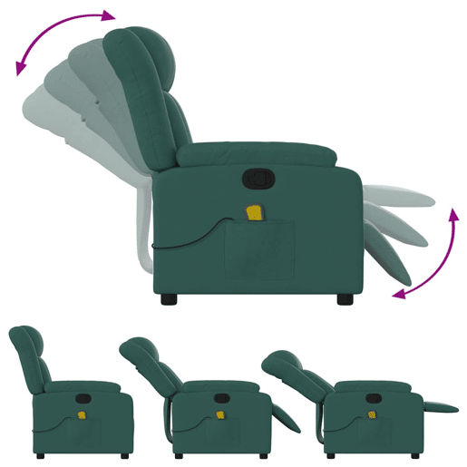 Poltrona de massagens reclinável - Poltrona relax tecido verde-escuro