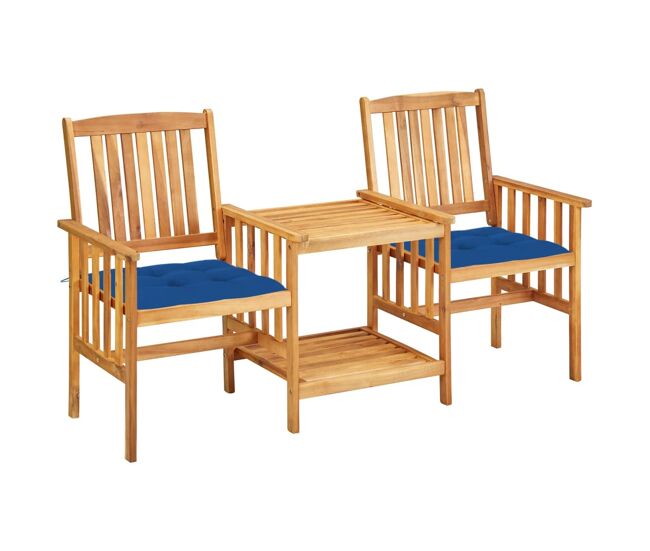 Conjunto de sillas y mesita de jardín - muebles de jardín con cojines madera maciza acacia