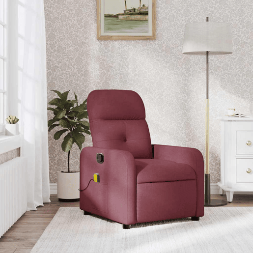 Poltrona de massagens reclinável - Poltrona relax tecido vermelho tinto