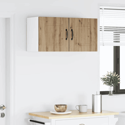 Lote de 2 Armários de cozinha suspendidos - Cozinha modular Colgantes com porta Carvalho Artesanal