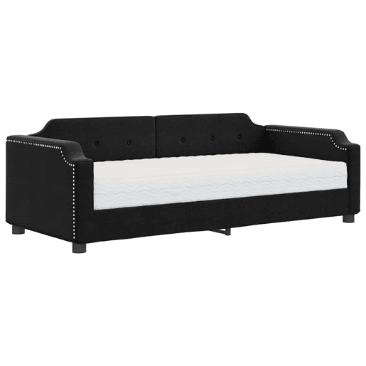 Sofá-cama, Sofá conversível com colchão 80x200 cm tecido preto