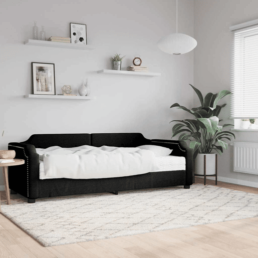 Sofá-cama, Sofá conversível com colchão 80x200 cm tecido preto